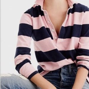 J. Crew Pink & Navy Stripe Rugby Shirt